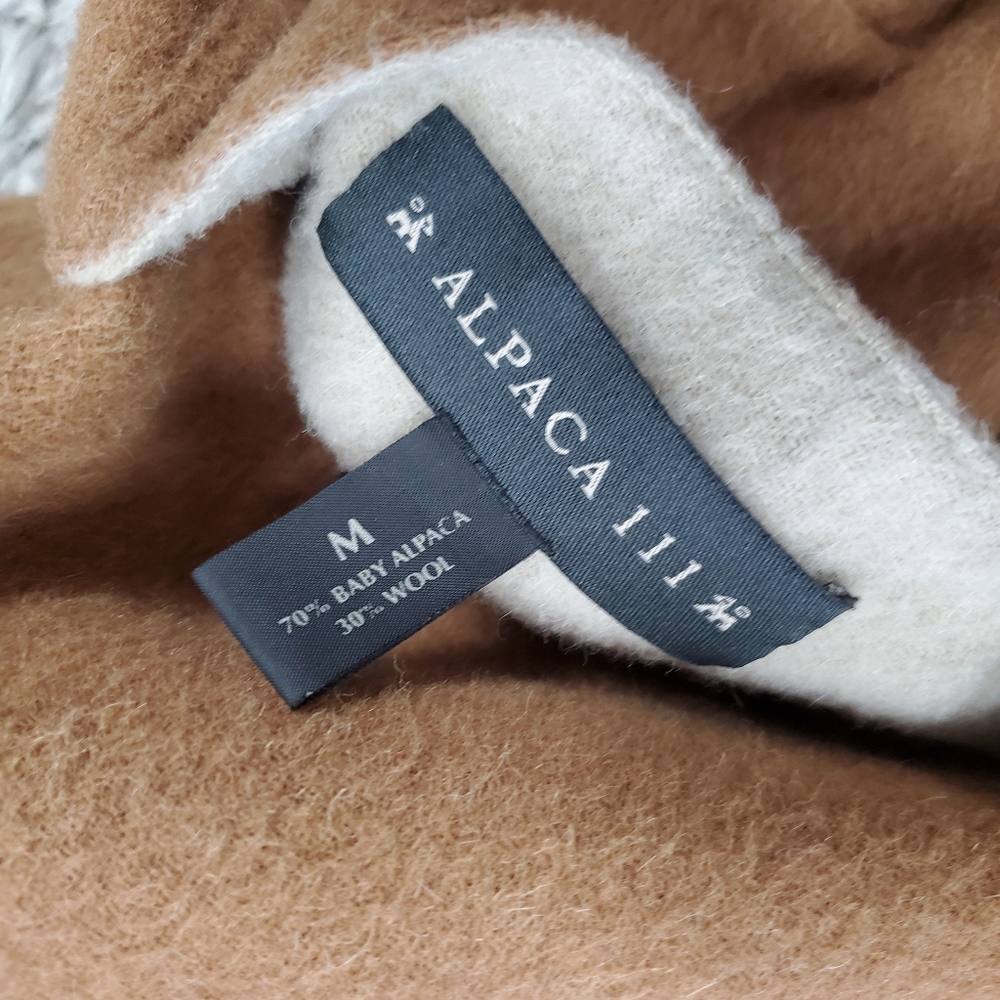 Alpaca 111 70% Baby Alpaca 30% Wool Tan Biege Reversible Coat Size M - Picture 9 of 9